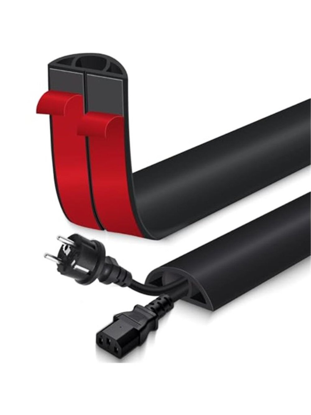 Black Floor Cord Cover Cable Wire Hider Self Adhesive Trip Protector 3.3Ft